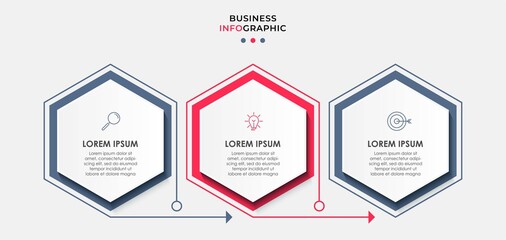Vector Infographic design business template with icons and 3 options or steps. Can be used for process diagram, presentations, workflow layout, banner, flow chart, info graph