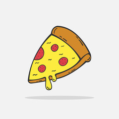 Hand drawn pizza icon Design Template. vector sketch doodle illustration. Perfect for food concepts, diet infographics, icons or web design, street restaurants menu
