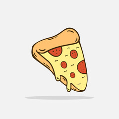 Hand drawn pizza icon Design Template. vector sketch doodle illustration. Perfect for food concepts, diet infographics, icons or web design, street restaurants menu