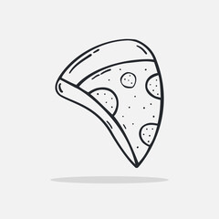 Hand drawn pizza icon Design Template. vector sketch doodle illustration. Outline style, Perfect for food concepts, diet infographics, icons or web design, street restaurants menu