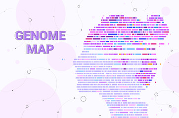 big genomic data with woman face genome sequence map horizontal