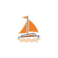 Boat, ship, yacht icon in color icon, isolated on white background 