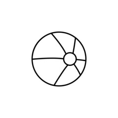 Beach volley ball in flat black line style, isolated on white background 