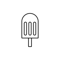 Ice cream icon in flat black line style, isolated on white background 