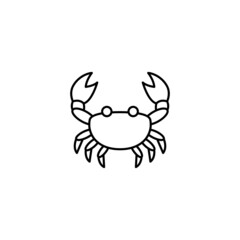 Crab icon in flat black line style, isolated on white background 