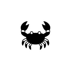 Crab icon in solid black flat shape glyph icon, isolated on white background 