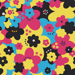 Seamless pattern floral flower abstract.Botanical vintage nature background.Print fashion textile.
