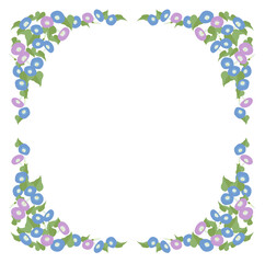 四方をアサガオの花が咲き誇る花枠（淡色