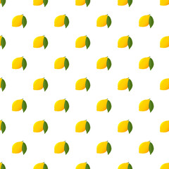 Fresh yellow lemon and green leaf pattern. citrus lemon pattern isolated