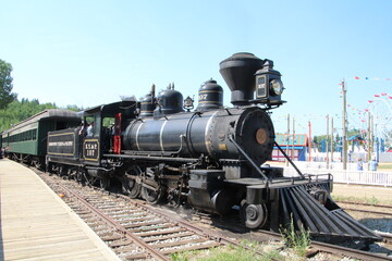 Fototapeta na wymiar Locomotive At Station, Fort Edmonton Park, Edmonton, Alberta