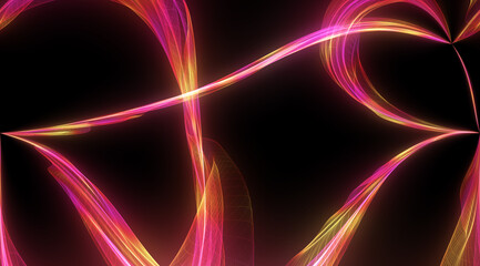 organic smooth and colorful and silky glowing light lines in abstract form and black background