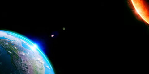 earth space universe optical flares blue planet © jeffery