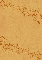 音符のフレームのあるコルクボード