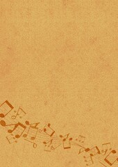 音符のフレームのあるコルクボード