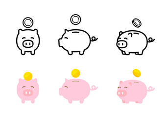 豚の貯金箱　にっこり　アイコン　イラスト