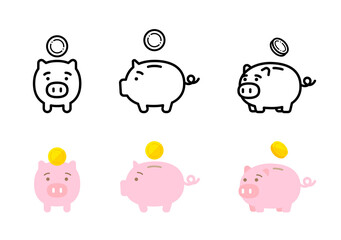 豚の貯金箱　しょぼん　アイコン　イラスト