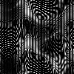 Seamless wavy array of dots pattern for print or digital use. High quality illustration. Optical illusion halftone effect repeat texture for background. Motion and flow liquid or fabric concept.