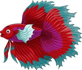 Cartoon red siamese fighting fish