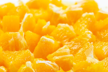 Close-up of fresh cut oranges with unfocused background