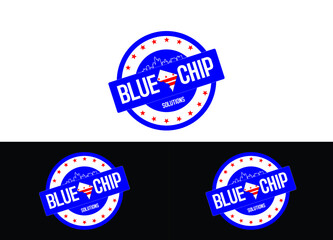 Blue Chip Logo or Icon Design Vector Image Template