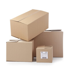 Different parcels on white background