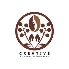 Beans And Coffee Cup Logo Template vector icon design