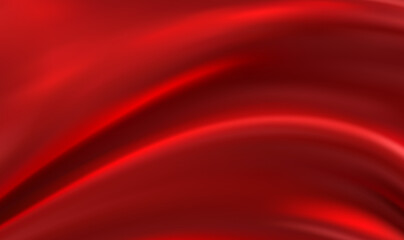 Luxury red satin smooth fabric background. Abstract background luxury red cloth or liquid wave or wavy folds of grunge silk texture satin velvet material or luxurious background. Vector illustration