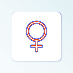Line Female gender symbol icon isolated on white background. Venus symbol. The symbol for a female organism or woman. Colorful outline concept. Vector
