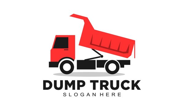 Red dump truck vector logo
