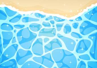 砂浜のある海のキラキラした水面の背景イラスト素材