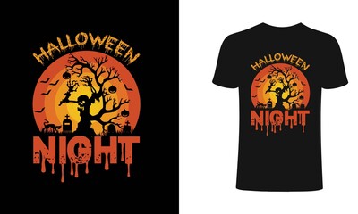 Halloween Night T-Shirt Design, Vector Graphic, illustration. Halloween vector t-shirt design. Horns head devil, Halloween horror, ghost t-shirt design. Beautiful and eye-catching vector.