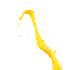 Splash of fresh orange juice on white background