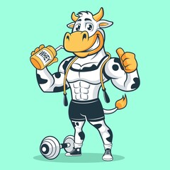 Cow Fit Mascot Design
