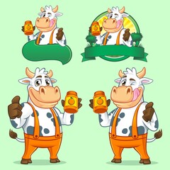 Cow Mascot Set Design
