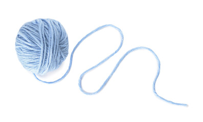 Knitting yarn on white background