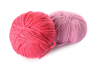 Knitting yarn on white background