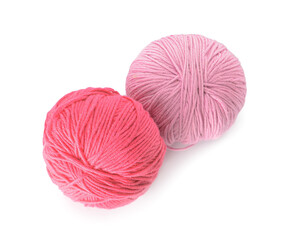 Knitting yarn on white background