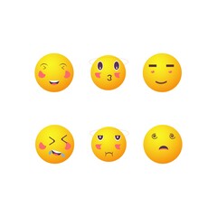 Abstract funny flat style emoji emoticon reactions color icon set vector