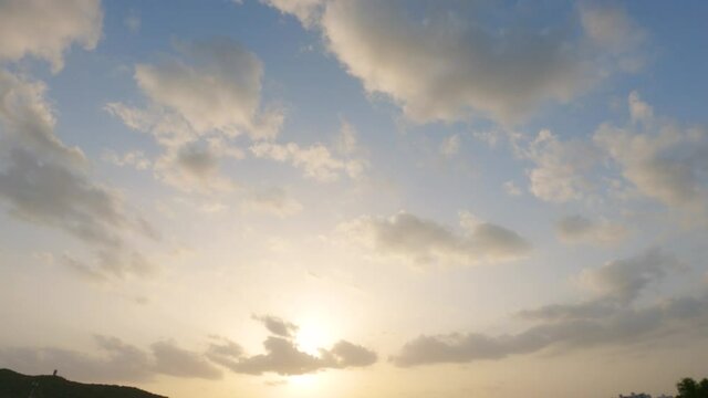 4K Time lapse of the clouds in the sky during the sunset	