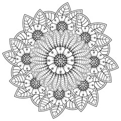 Mehndi flower for henna, mehndi, tattoo, decoration. decorative ornament in ethnic oriental style. doodle ornament. coloring book page.