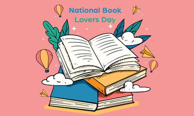 Vector illustration for book lovers' day background design in August. Vector Illustration. Template for background, banner, card, poster.