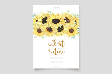 watercolor sunflower invitation card