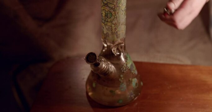 smoking a bong 