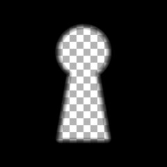 Keyhole on a transparent background. Concept of idea search, observation, spying. Vector illustration in realistic style