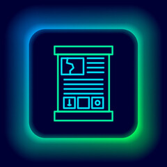 Glowing neon line Game guide icon isolated on black background. User manual, instruction, guidebook, handbook. Colorful outline concept. Vector