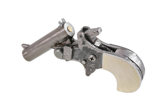 derringer gun handmade isolated on white  ,clipping path included for design.