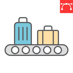 Baggage claim color line icon, airport and luggage, baggage claim vector icon, vector graphics, editable stroke filled outline sign, eps 10.