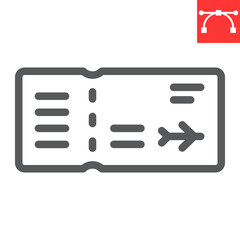 Air ticket line icon, travel and airport, airplane ticket vector icon, vector graphics, editable stroke outline sign, eps 10.