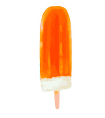 Delicious cold orange watercolor popsicle