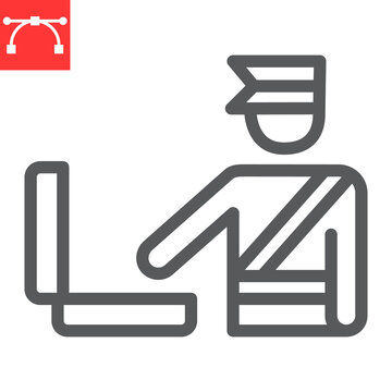 Customs Inspection Line Icon, Security Checkpoint And Airport, Luggage Control Vector Icon, Vector Graphics, Editable Stroke Outline Sign, Eps 10.